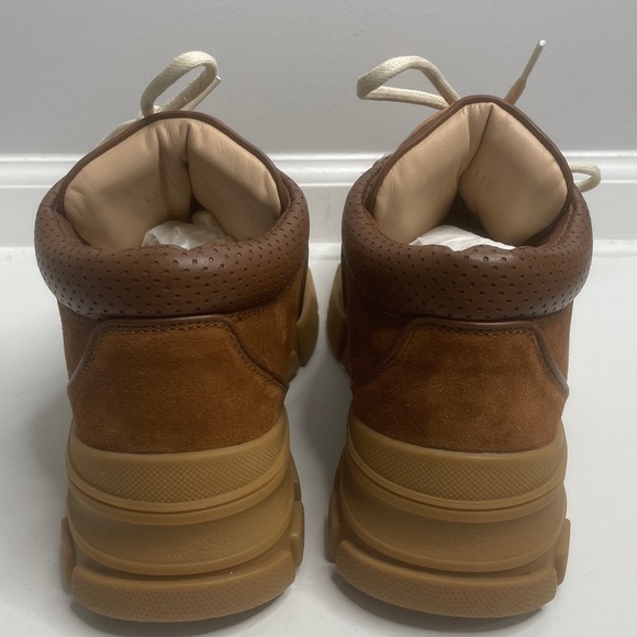 Gucci Sega Flashtrek Brick Red/Brown Leather Trim Midtop Boots Italy Sz 9 521680 - Picture 11 of 16